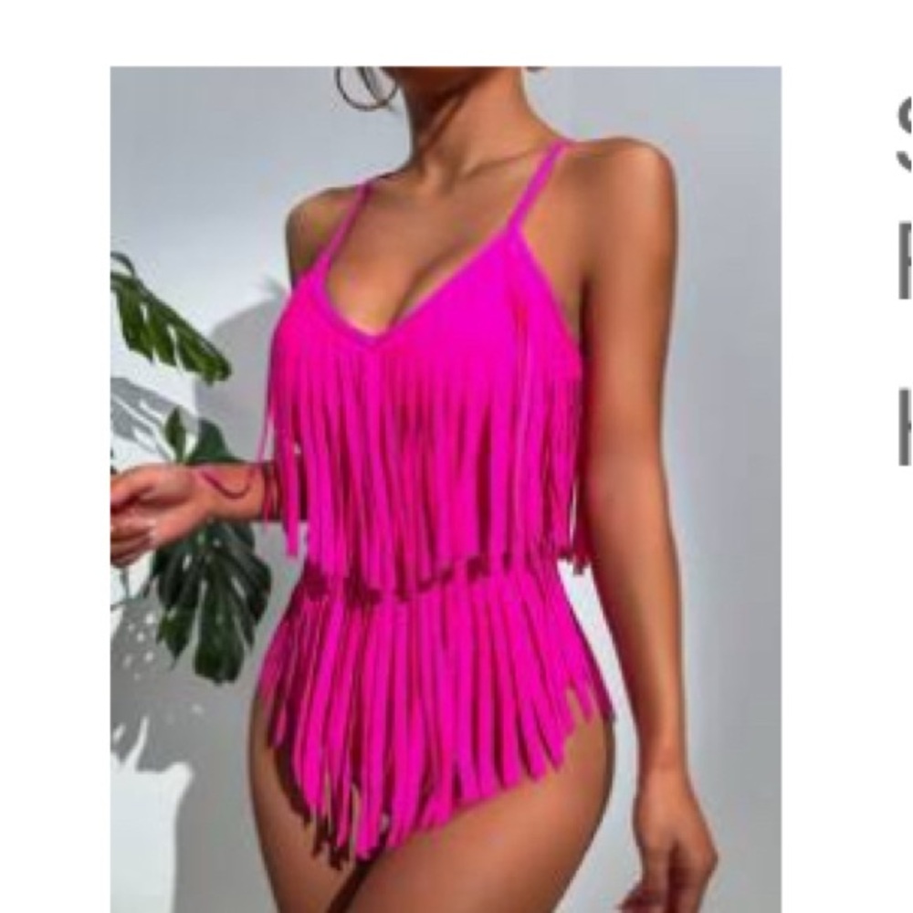 Vibrant Pink Fringe One Piece